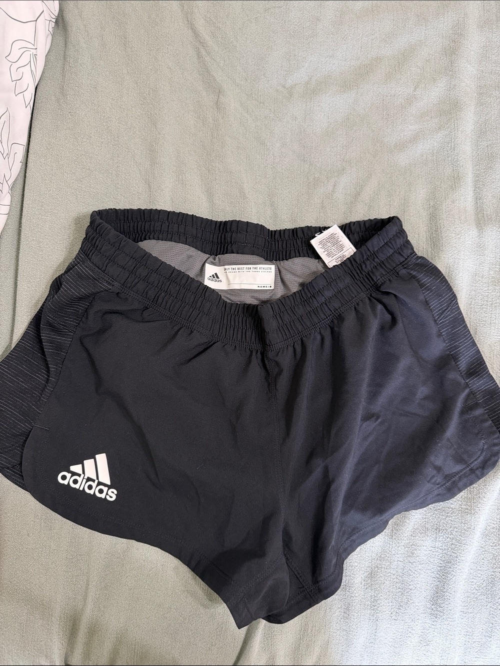 adidas Black Athletic Running Shorts with White Logo